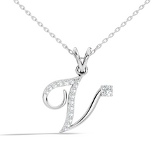 Diamond letter V pendant necklace for women