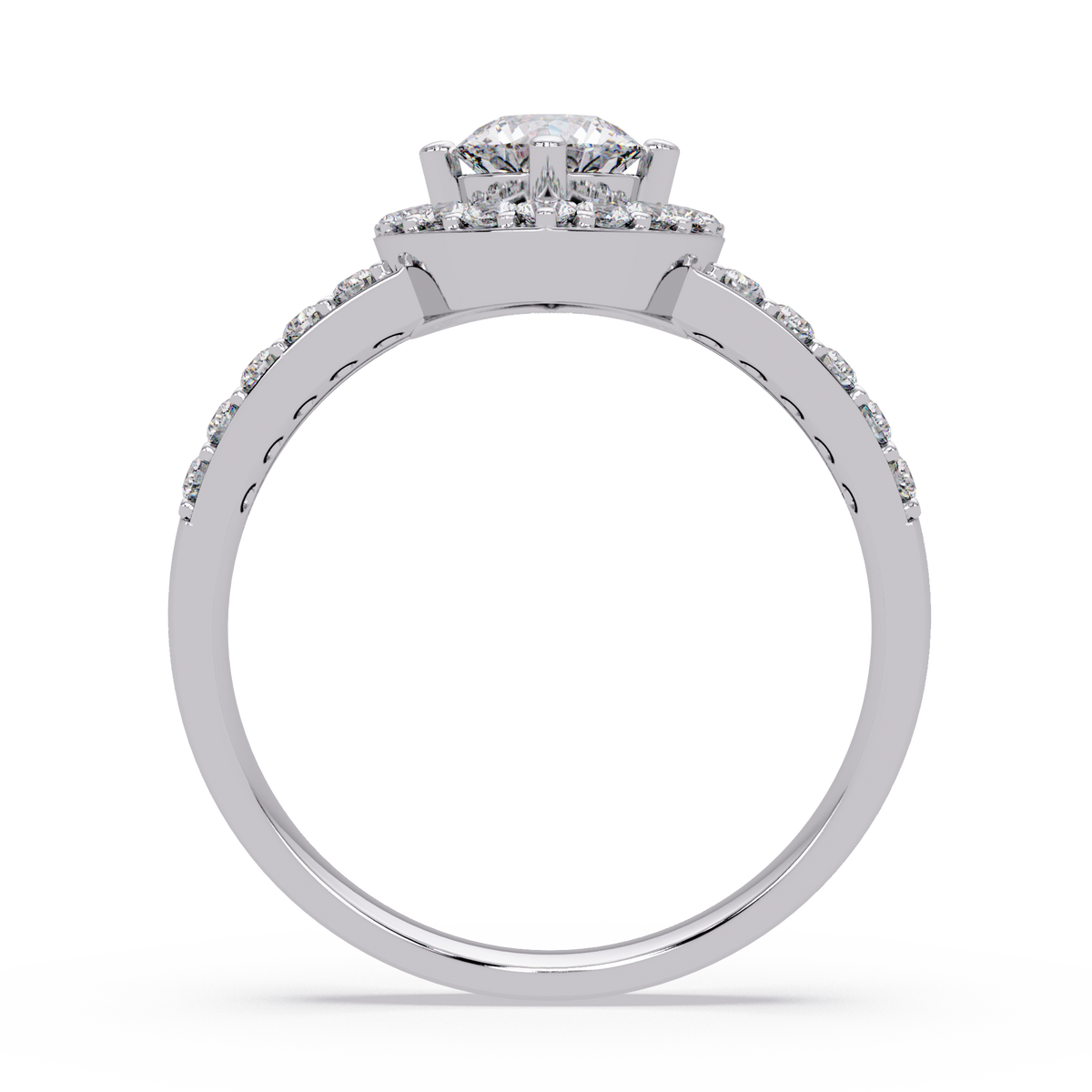 Round Lab Grown Diamond Marquise Split Band Halo Ring - HIGHCARAT DIAMONDS
