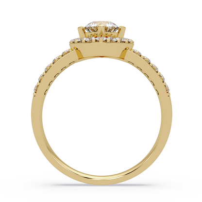 Round Lab Grown Diamond Marquise Split Band Halo Ring - HIGHCARAT DIAMONDS