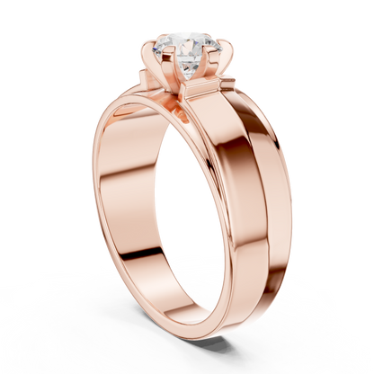 10k Solid Yellow Gold Round Shape Lab Grown Diamond Esthetical Sparkling Daily Wear Men's Diamond Ring - HIGHCARAT DIAMONDS