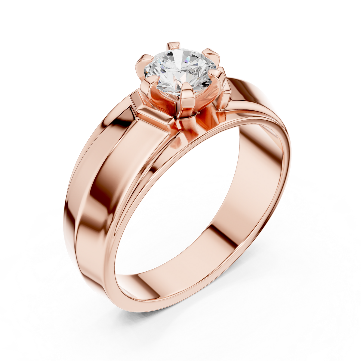 10k Solid Yellow Gold Round Shape Lab Grown Diamond Esthetical Sparkling Daily Wear Men's Diamond Ring - HIGHCARAT DIAMONDS