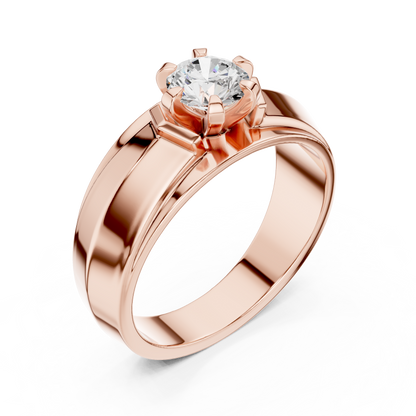 10k Solid Yellow Gold Round Shape Lab Grown Diamond Esthetical Sparkling Daily Wear Men's Diamond Ring - HIGHCARAT DIAMONDS