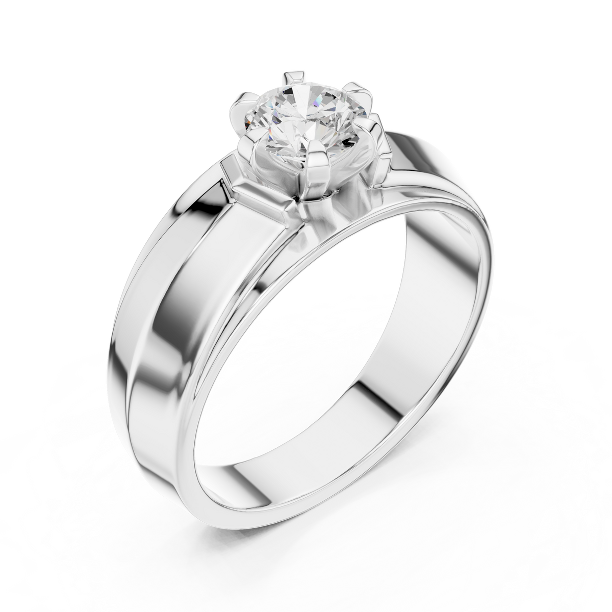 10k Solid Yellow Gold Round Shape Lab Grown Diamond Esthetical Sparkling Daily Wear Men's Diamond Ring - HIGHCARAT DIAMONDS