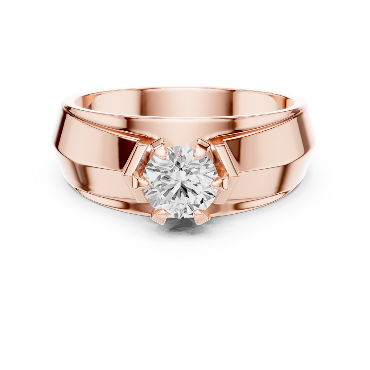 10k Solid Yellow Gold Round Shape Lab Grown Diamond Esthetical Sparkling Daily Wear Men's Diamond Ring - HIGHCARAT DIAMONDS