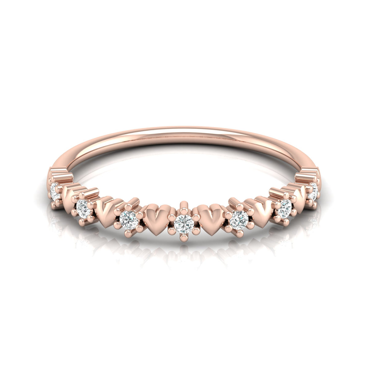 Elegant Round Diamond Eternity Multi-Heart Love Band Ring Minimalist Dainty Stacking Ring Gift for Her - HIGHCARAT DIAMONDS
