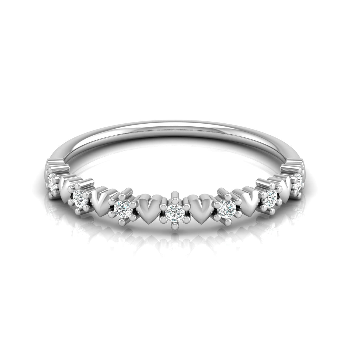 Elegant Round Diamond Eternity Multi-Heart Love Band Ring Minimalist Dainty Stacking Ring Gift for Her - HIGHCARAT DIAMONDS