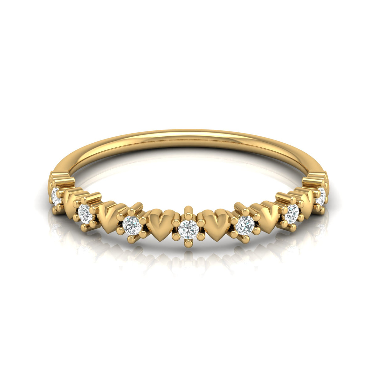 Elegant Round Diamond Eternity Multi-Heart Love Band Ring Minimalist Dainty Stacking Ring Gift for Her - HIGHCARAT DIAMONDS