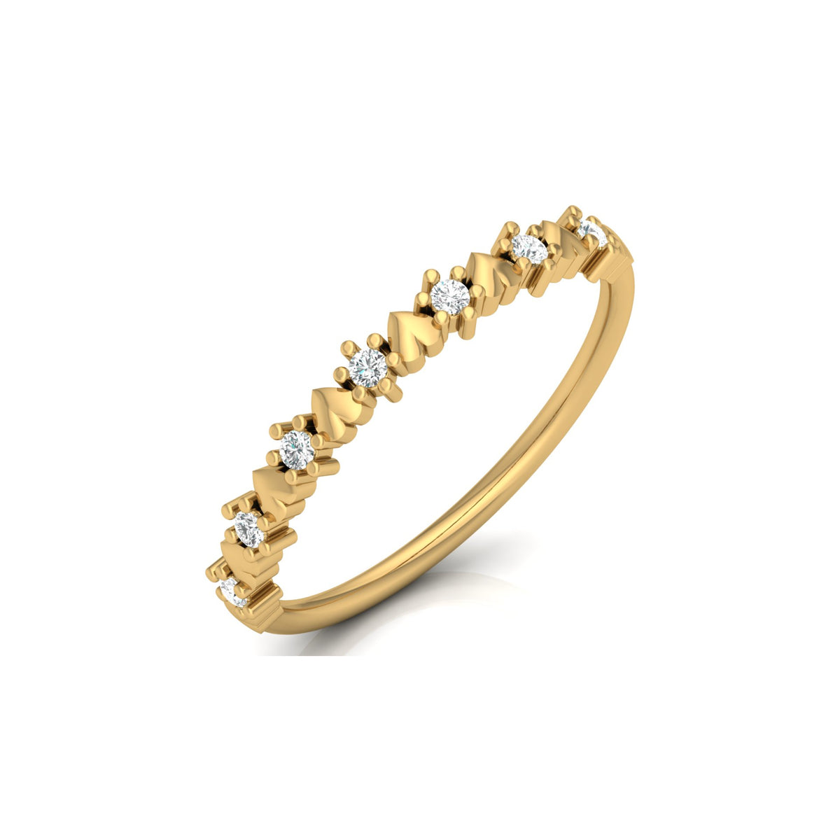 Elegant Round Diamond Eternity Multi-Heart Love Band Ring Minimalist Dainty Stacking Ring Gift for Her - HIGHCARAT DIAMONDS