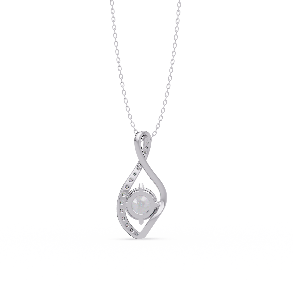 Round Lab Grown Diamond Open Leaf Solitaire Pendant - HIGHCARAT DIAMONDS