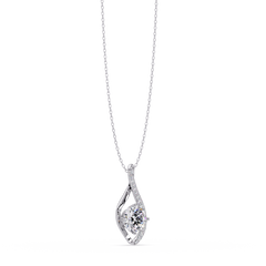 Round Lab Grown Diamond Open Leaf Solitaire Pendant - HIGHCARAT DIAMONDS