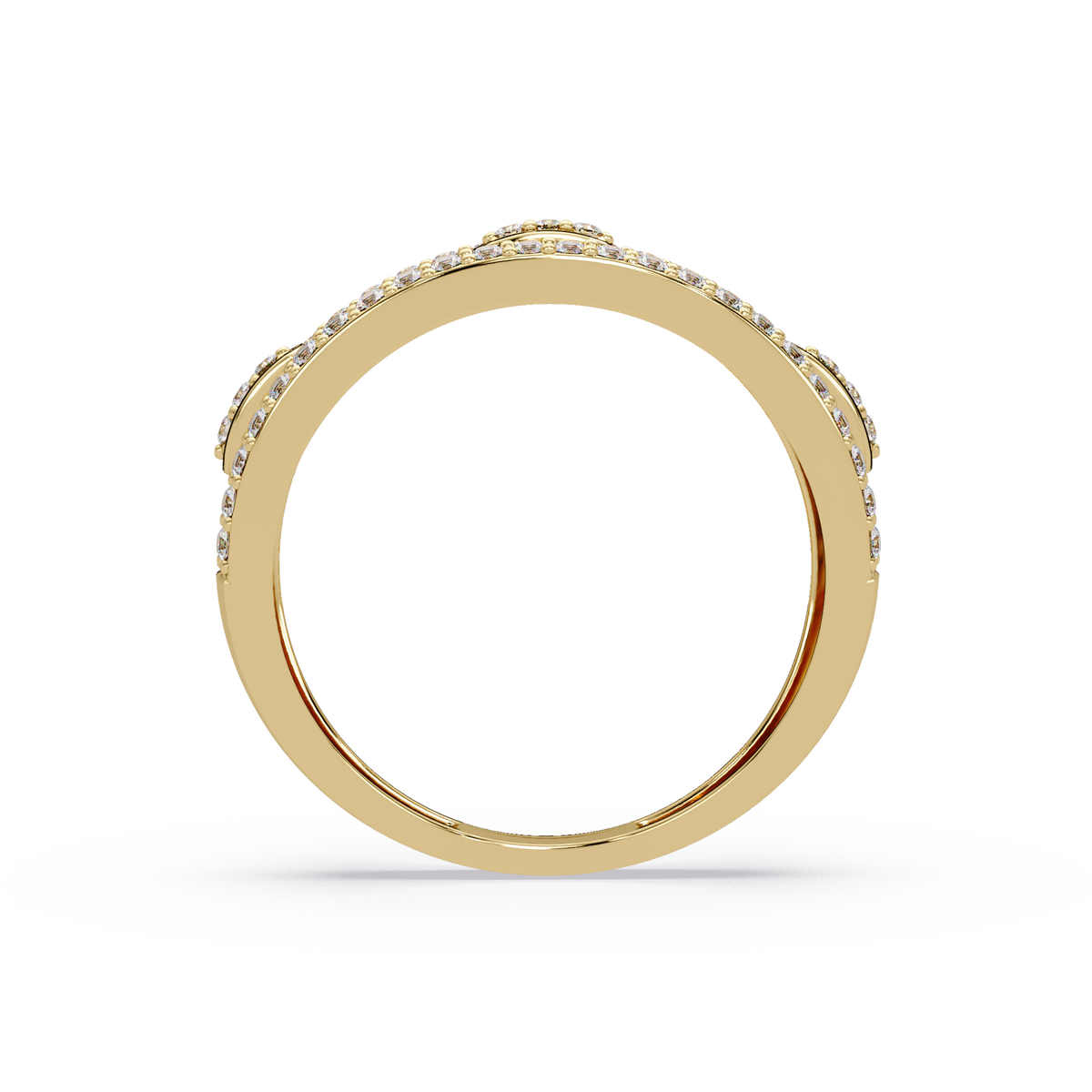 Round Lab Grown Diamond Open Link Geometric Rose Gold Band Ring - HIGHCARAT DIAMONDS