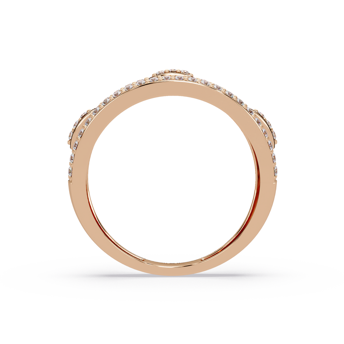 Round Lab Grown Diamond Open Link Geometric Rose Gold Band Ring - HIGHCARAT DIAMONDS