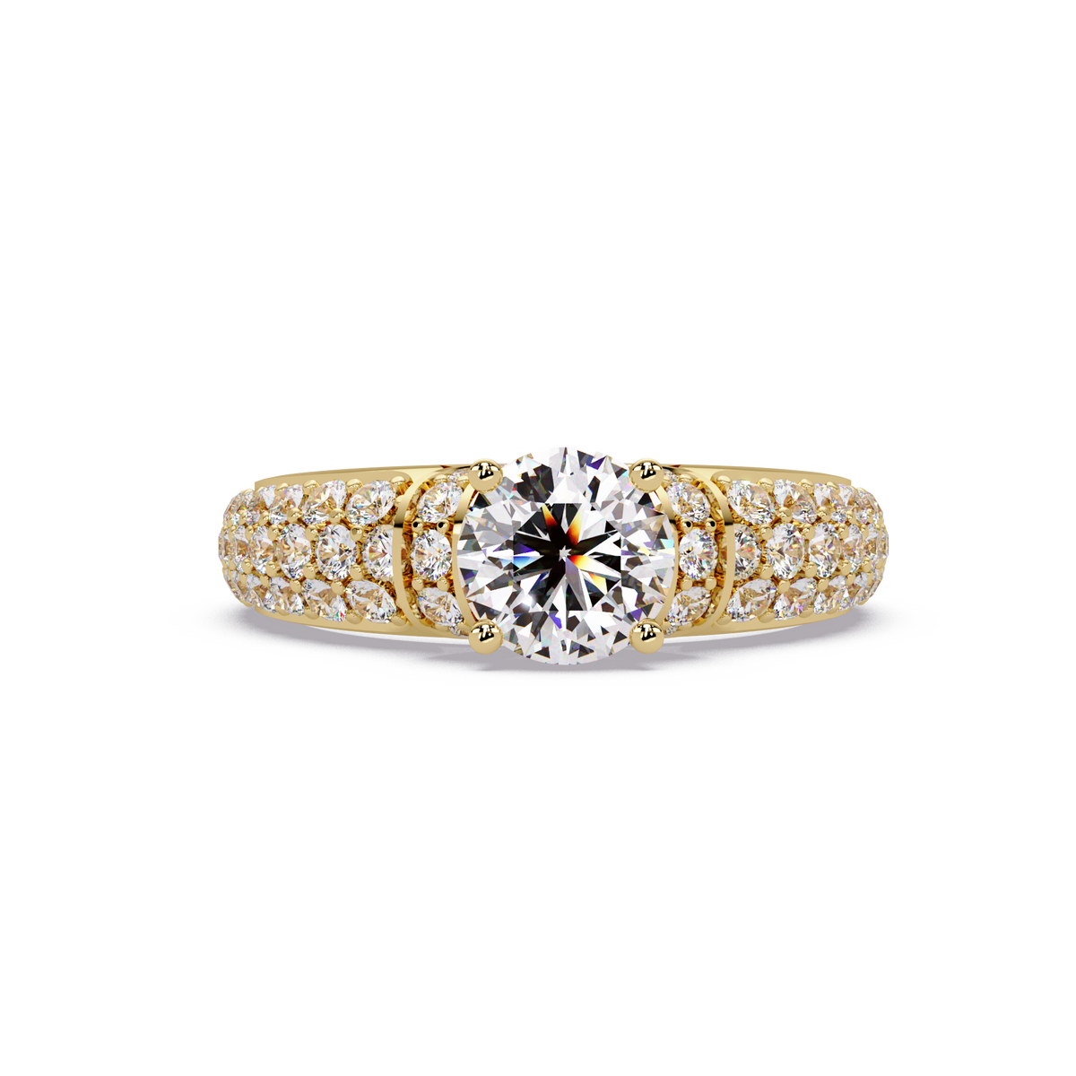 Round Lab Grown Diamond Pave Twist Engagement Ring - HIGHCARAT DIAMONDS
