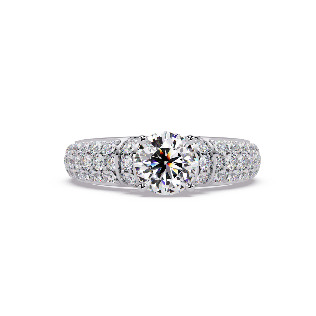 Round Lab Grown Diamond Pave Twist Engagement Ring - HIGHCARAT DIAMONDS