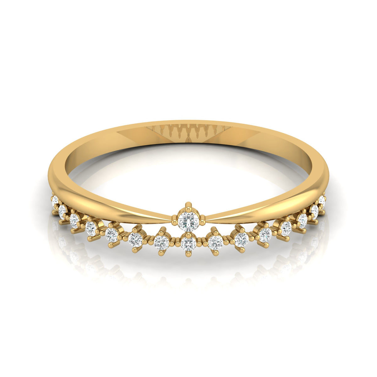 Round Cut Diamond Promise Ring for Wife Dainty Everyday Wear Band in 14K Solid Gold - HIGHCARAT DIAMONDS