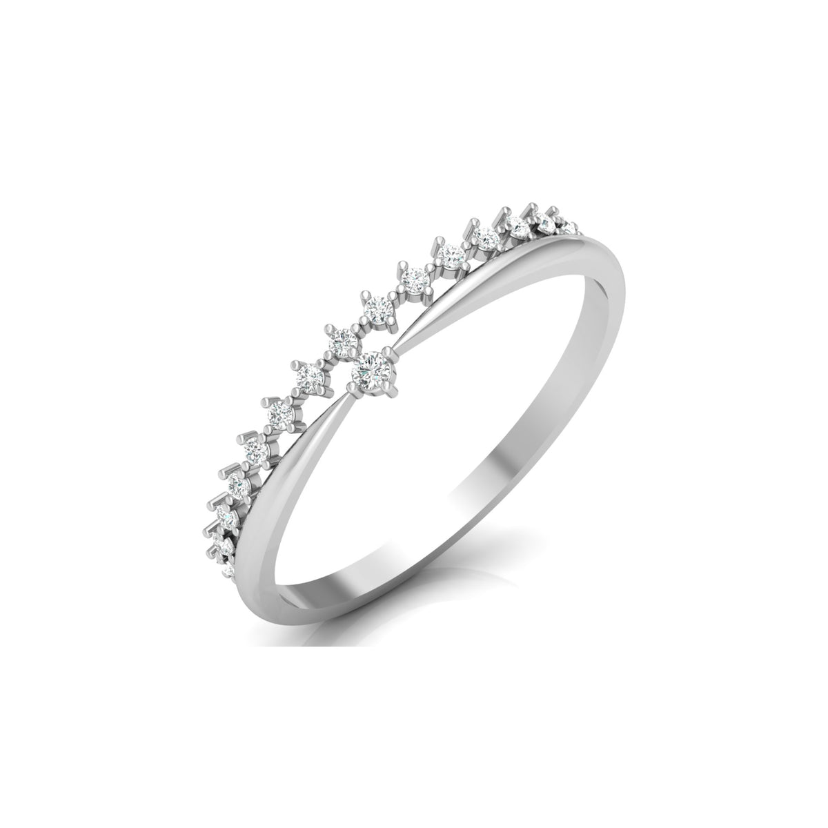 Round Cut Diamond Promise Ring for Wife Dainty Everyday Wear Band in 14K Solid Gold - HIGHCARAT DIAMONDS