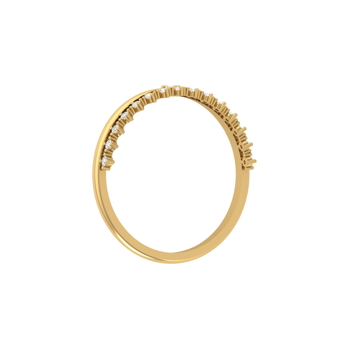Round Cut Diamond Promise Ring for Wife Dainty Everyday Wear Band in 14K Solid Gold - HIGHCARAT DIAMONDS