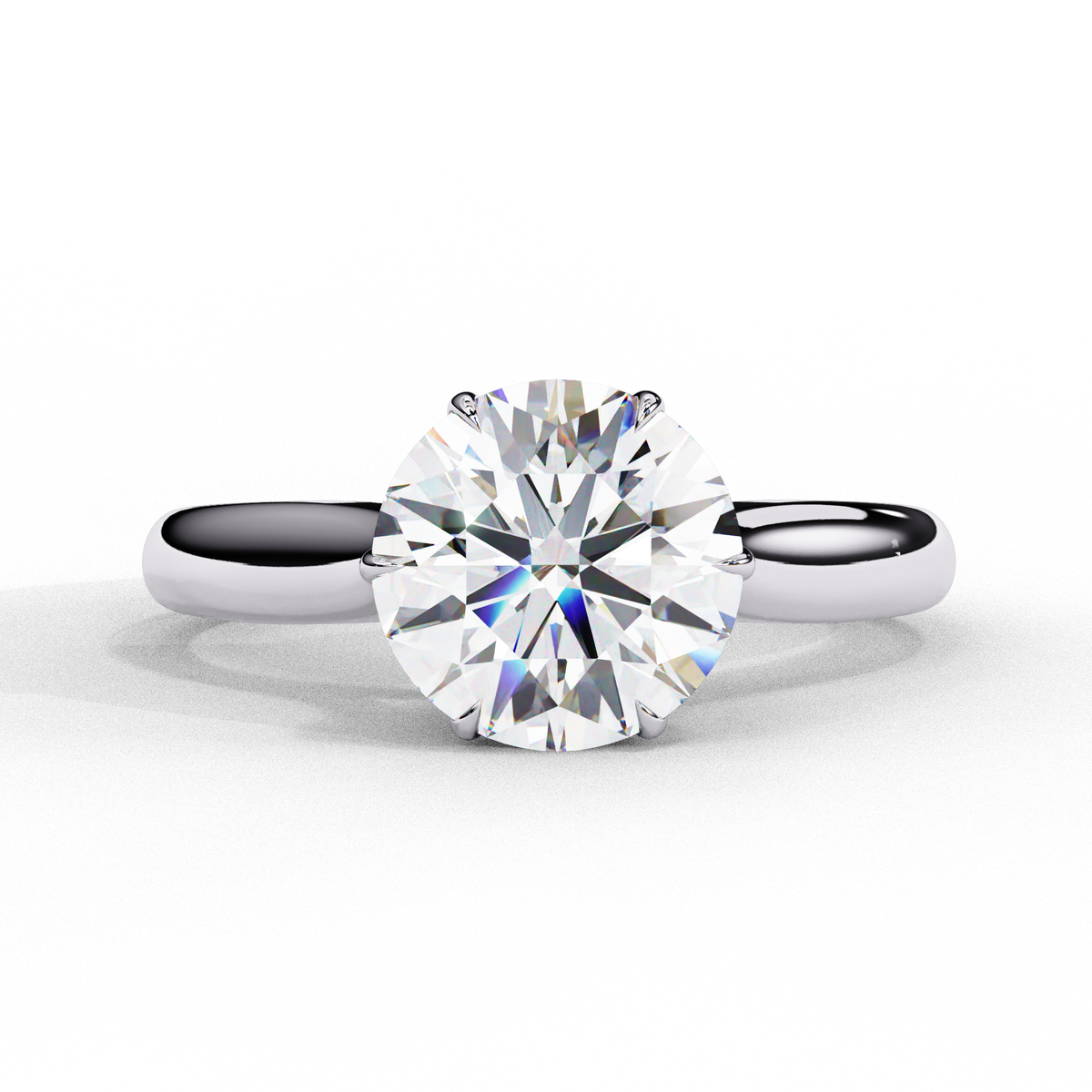 Solitaire Round Cut Lab Grown Diamond Ring featuring a single center stone