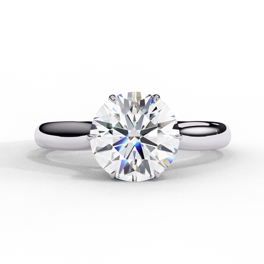 Solitaire Round Cut Lab Grown Diamond Ring featuring a single center stone