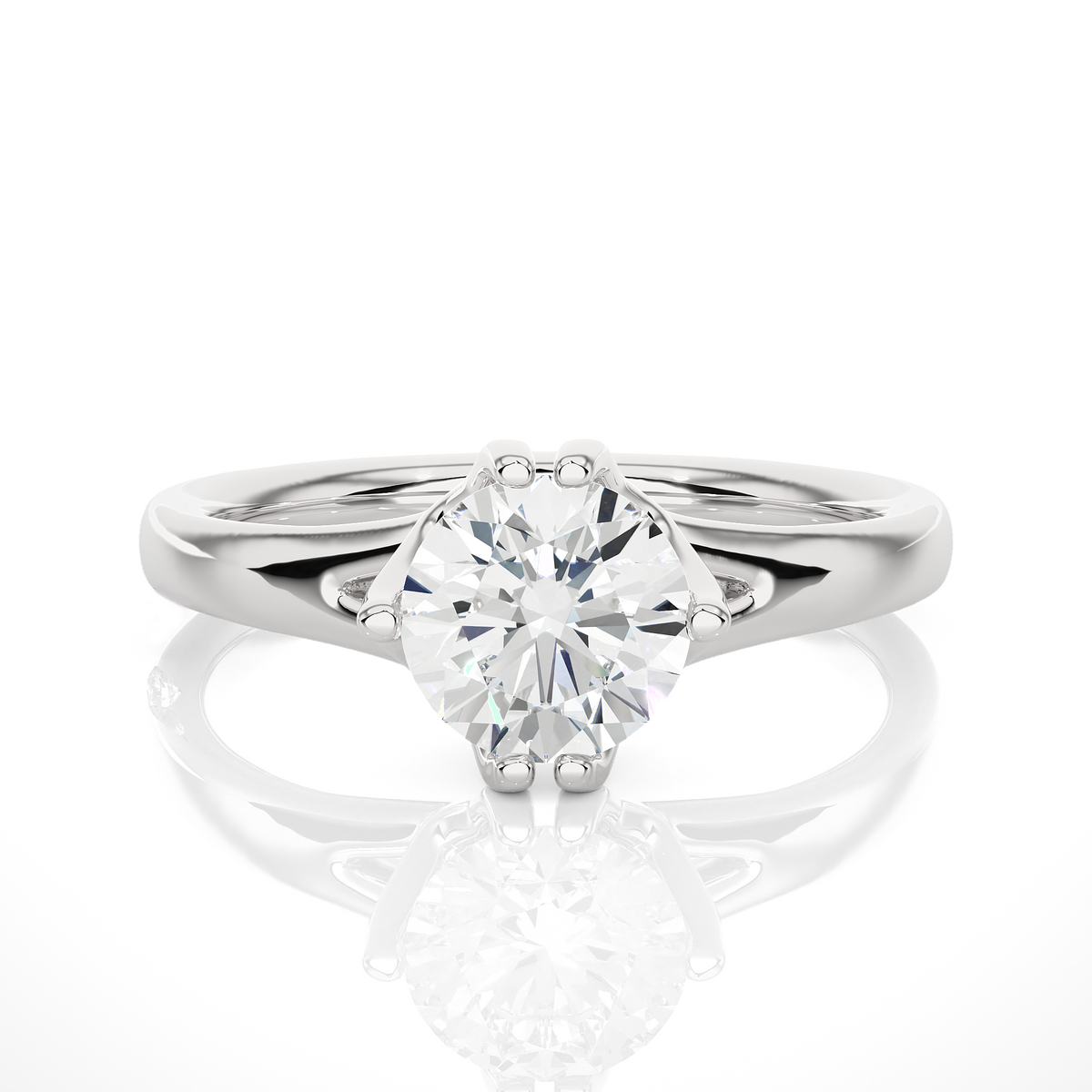 Solitaire Engagement Ring featuring round lab grown diamond center stone