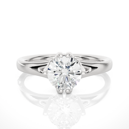 Solitaire Engagement Ring featuring round lab grown diamond center stone