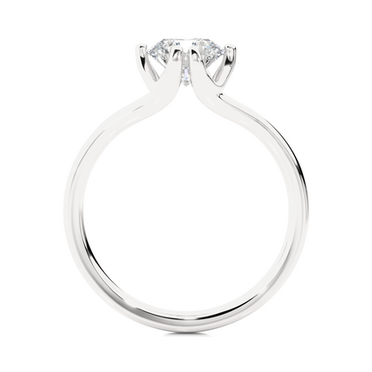 Front view of round lab grown diamond solitaire engagement ring