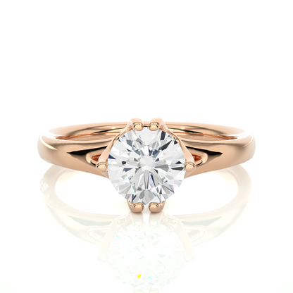 Round Lab Grown Diamond Solitaire Engagement Ring with polished band design