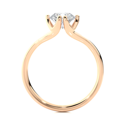 Side profile of round lab grown diamond solitaire engagement ring