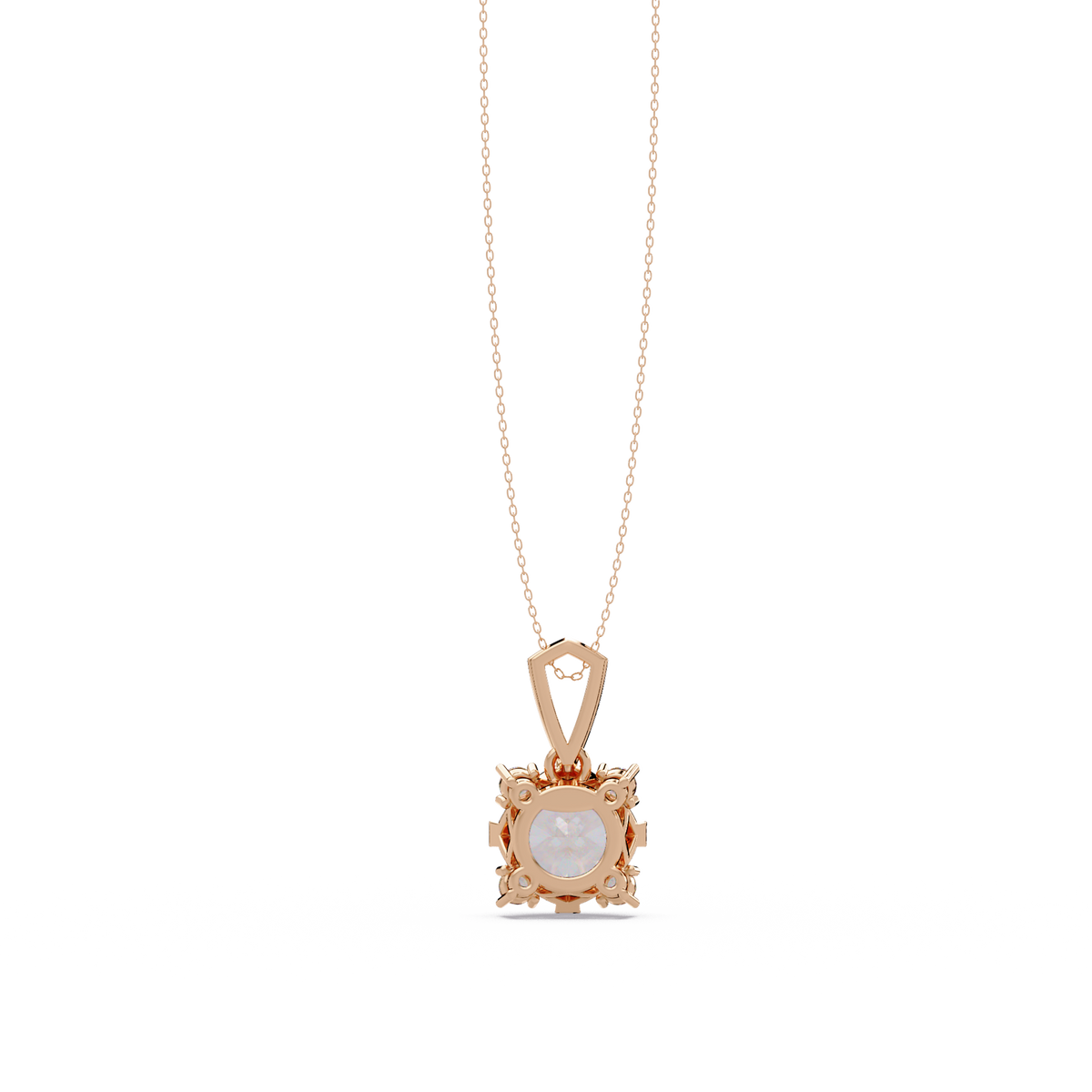 Round Lab Grown Diamond Solitaire Side Accent Pendant - HIGHCARAT DIAMONDS