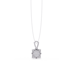 Round Lab Grown Diamond Solitaire Side Accent Pendant - HIGHCARAT DIAMONDS