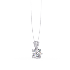 Round Lab Grown Diamond Solitaire Side Accent Pendant - HIGHCARAT DIAMONDS