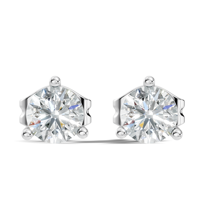 Round Lab Grown Diamond Solitaire Stud Earring - HIGHCARAT DIAMONDS