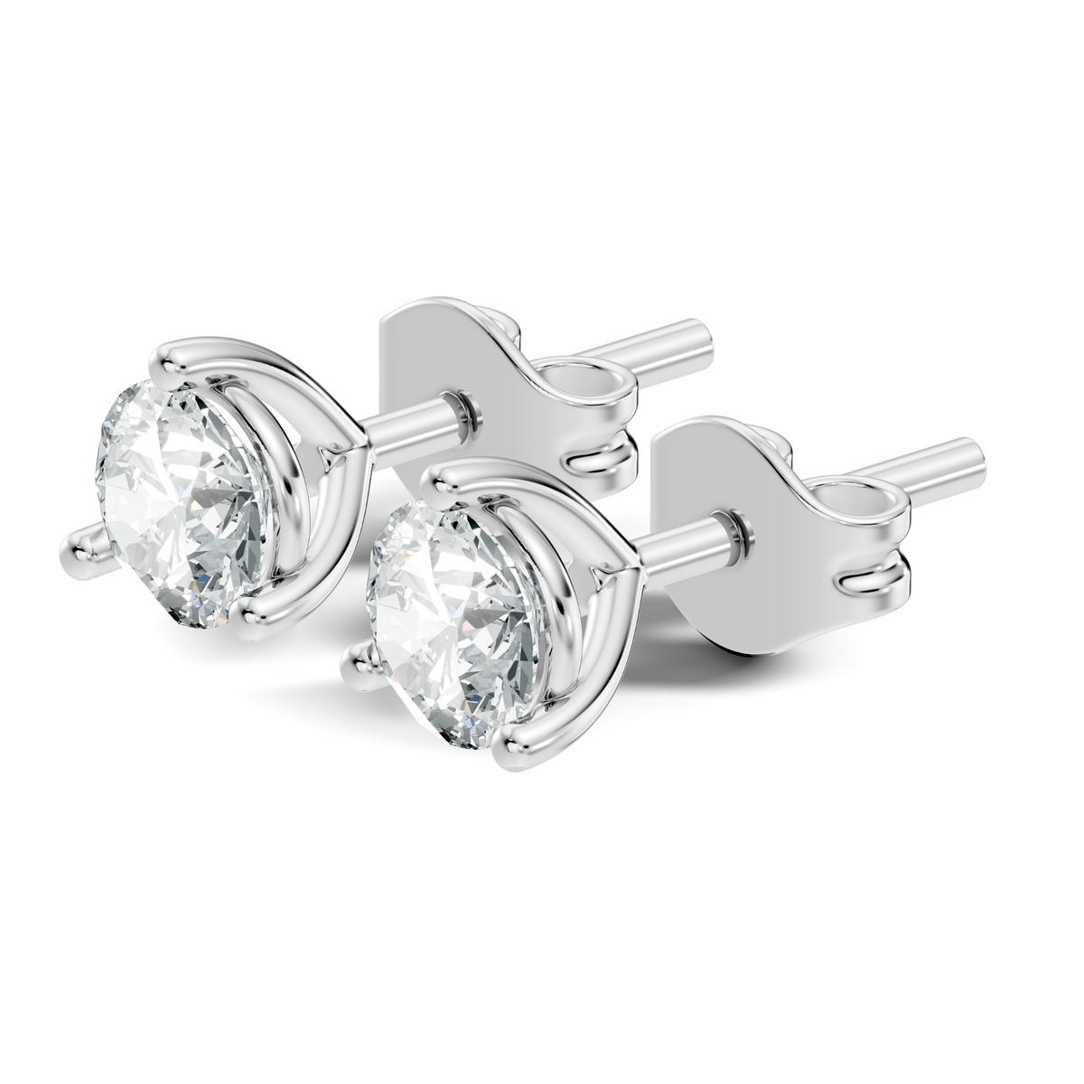 Round Lab Grown Diamond Solitaire Stud Earring - HIGHCARAT DIAMONDS