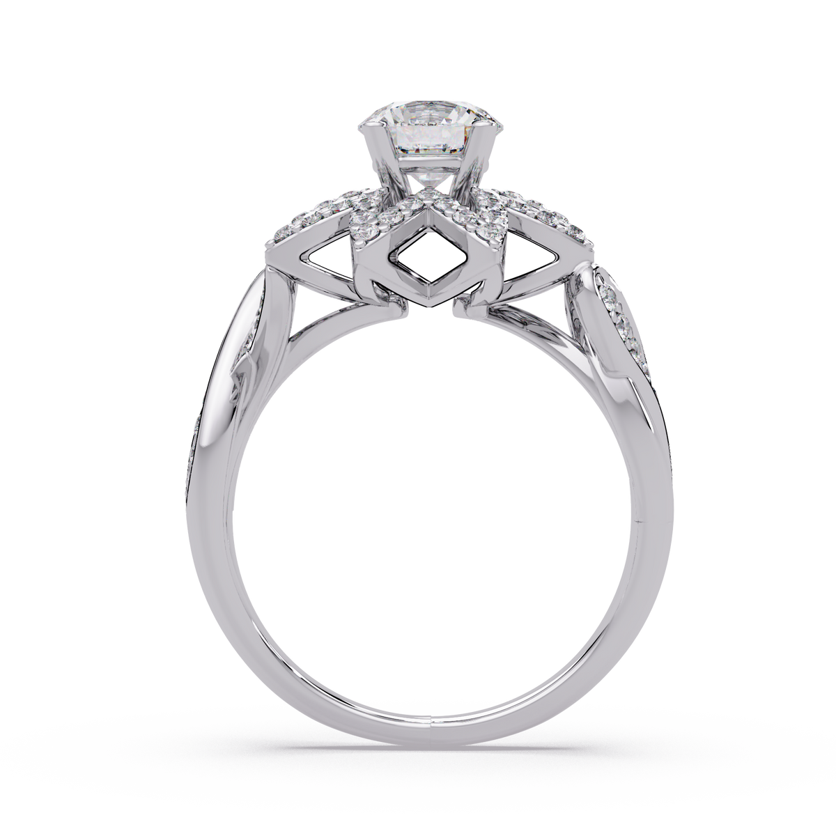 Round Lab Grown Diamond Starburst Halo Ring - HIGHCARAT DIAMONDS