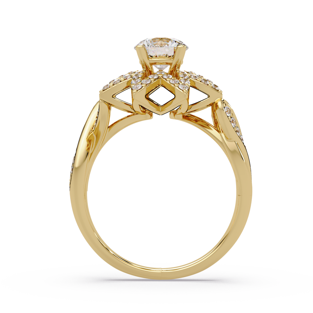 Round Lab Grown Diamond Starburst Halo Ring - HIGHCARAT DIAMONDS
