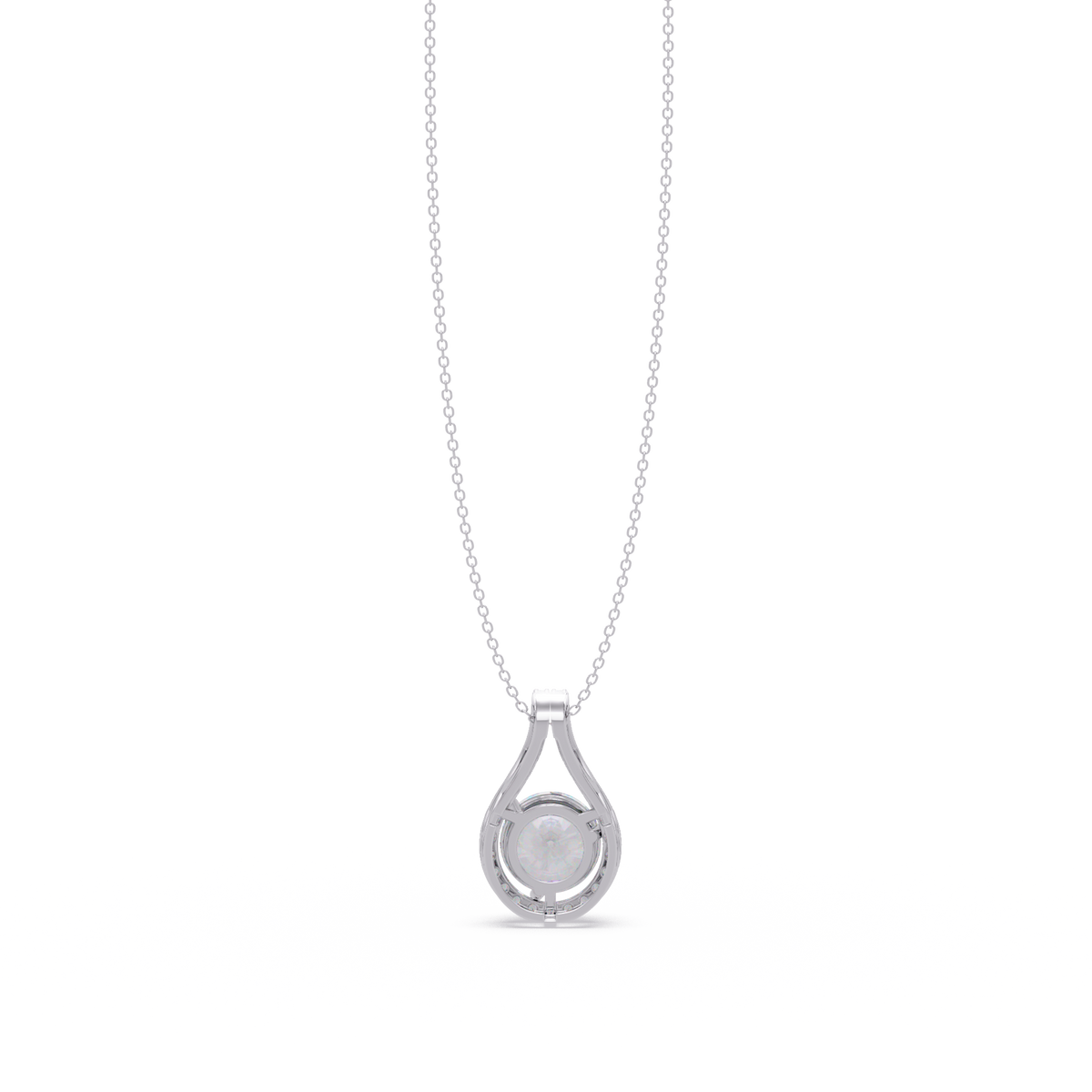Round Lab Grown Diamond Teardrop Halo Pendant Necklace - HIGHCARAT DIAMONDS
