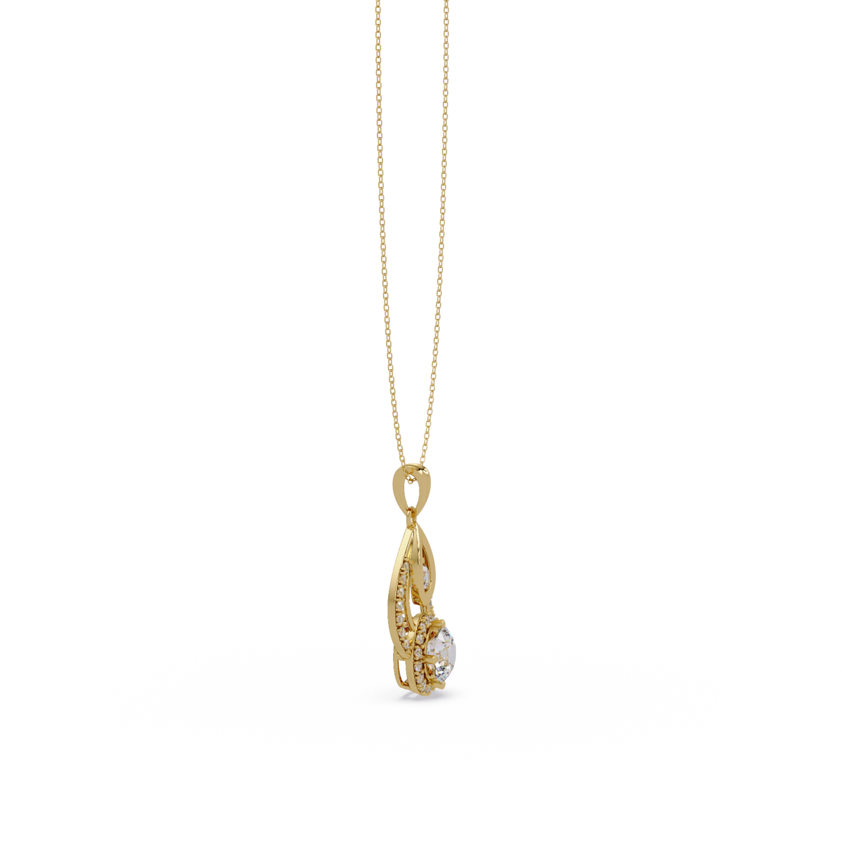 Round Lab Grown Diamond Teardrop Layered Pendant - HIGHCARAT DIAMONDS