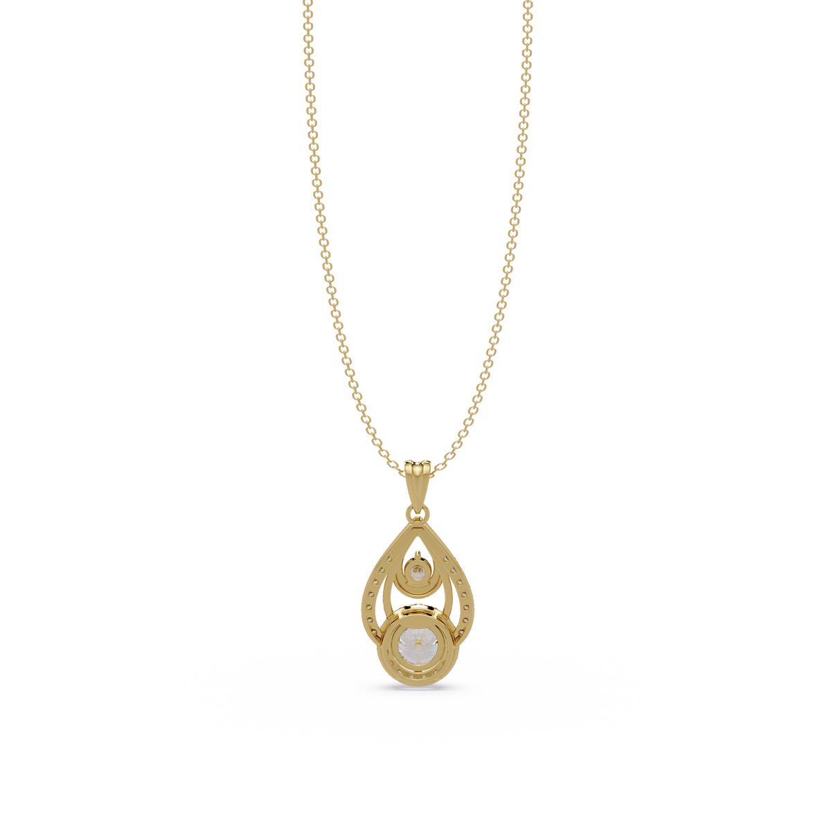 Round Lab Grown Diamond Teardrop Layered Pendant - HIGHCARAT DIAMONDS