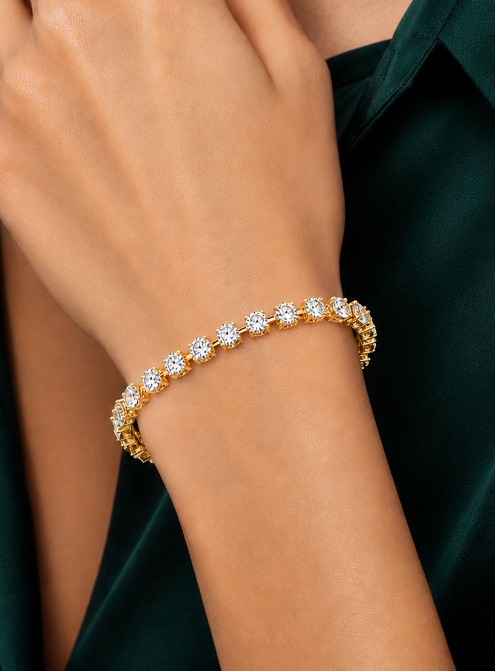 Round Lab Grown Diamond Tennis Bracelet