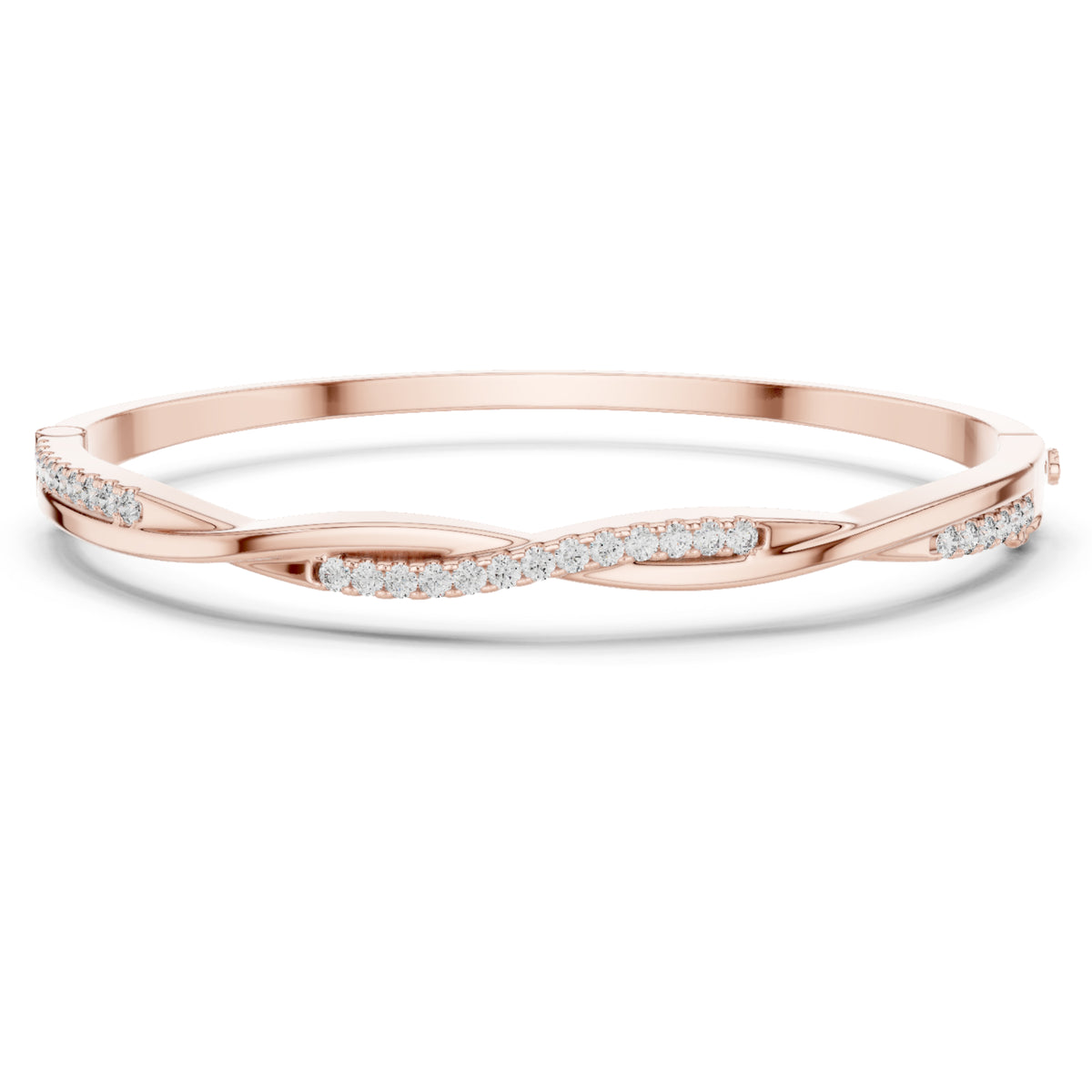 Round Cut Diamond Vintage Elegant Delicate Twisted Stunning 10k Solid Yellow Gold Daily Wear Bangle Bracelet For Women's - HIGHCARAT DIAMONDS