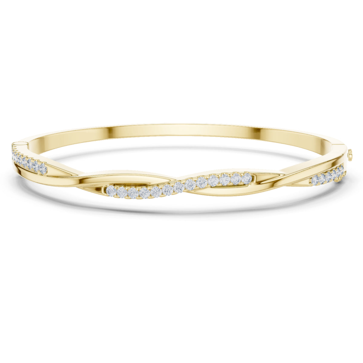 Round Cut Diamond Vintage Elegant Delicate Twisted Stunning 10k Solid Yellow Gold Daily Wear Bangle Bracelet For Women's - HIGHCARAT DIAMONDS
