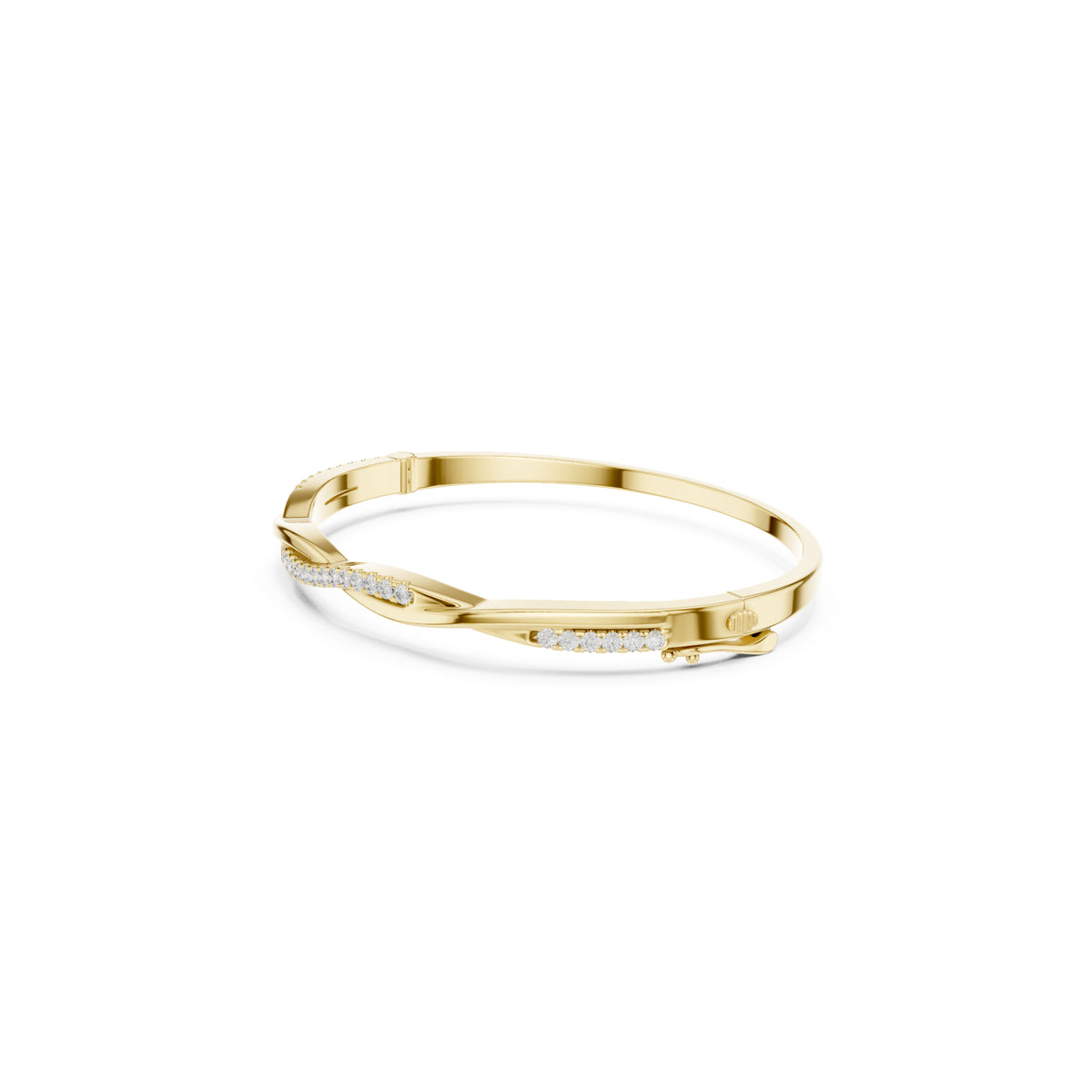Round Cut Diamond Vintage Elegant Delicate Twisted Stunning 10k Solid Yellow Gold Daily Wear Bangle Bracelet For Women's - HIGHCARAT DIAMONDS