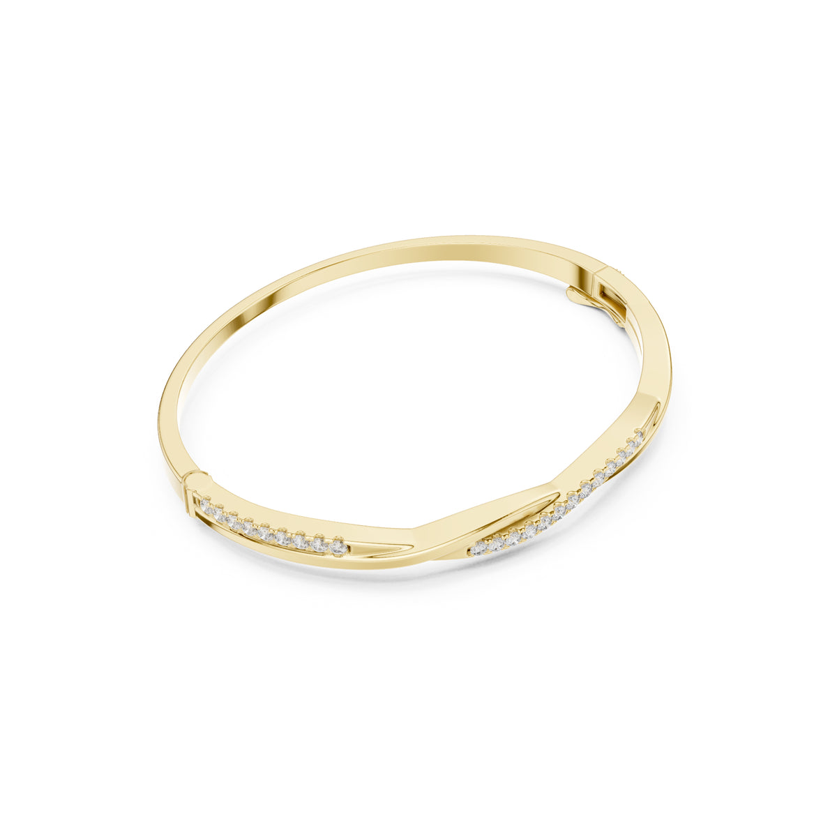 Round Cut Diamond Vintage Elegant Delicate Twisted Stunning 10k Solid Yellow Gold Daily Wear Bangle Bracelet For Women's - HIGHCARAT DIAMONDS