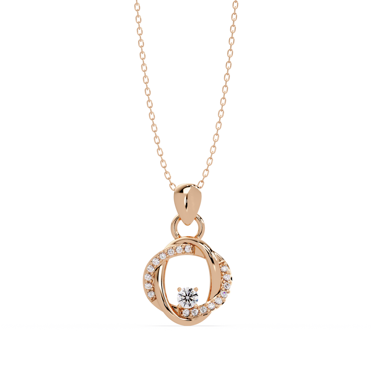 Round Lab Grown Diamond Twisted Circle Pendant - HIGHCARAT DIAMONDS