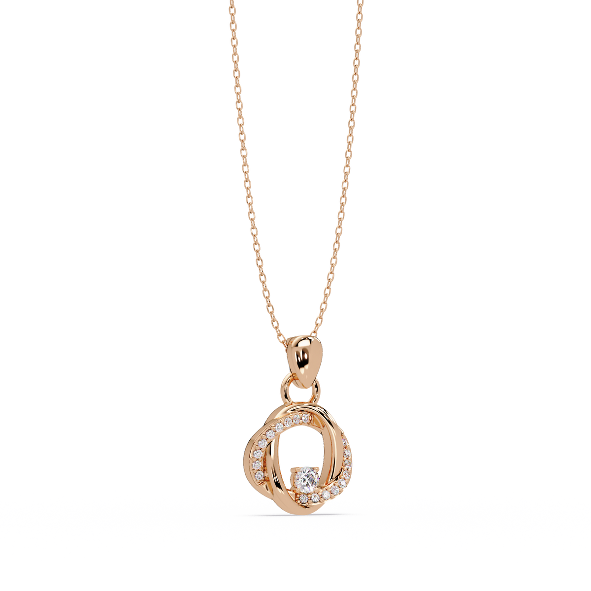 Round Lab Grown Diamond Twisted Circle Pendant - HIGHCARAT DIAMONDS