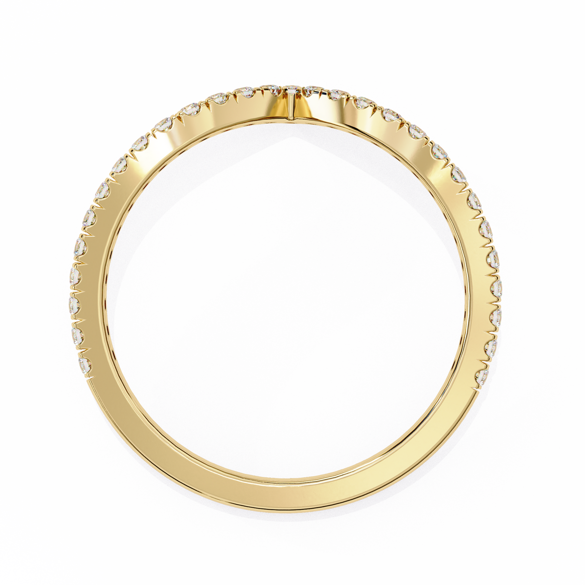 Round Cut Lab Grown Diamond V Shape 14k Yellow Gold Perfect Delicate Bridesmaid Band For Her - HIGHCARAT DIAMONDS