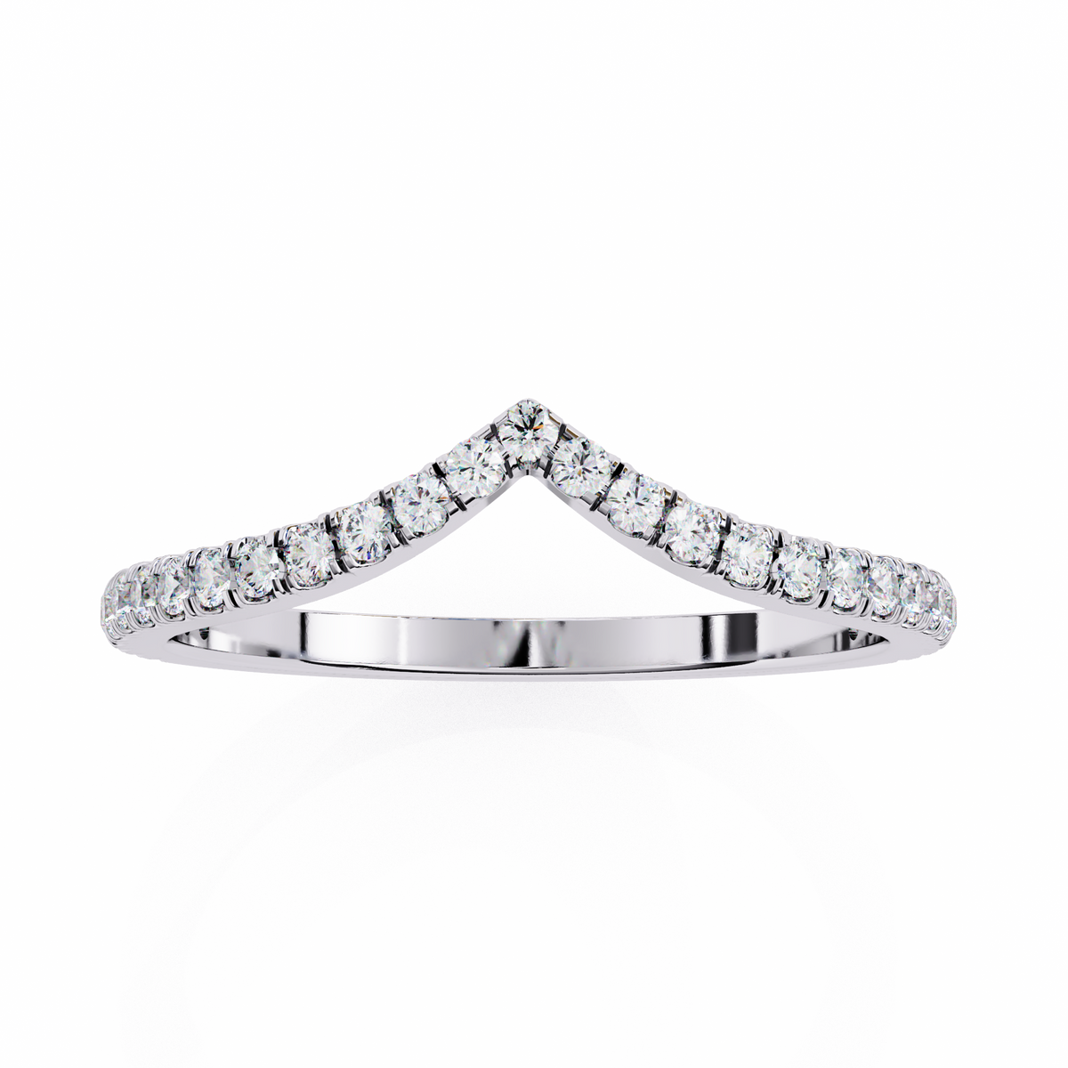 Round Cut Lab Grown Diamond V Shape 14k Yellow Gold Perfect Delicate Bridesmaid Band For Her - HIGHCARAT DIAMONDS