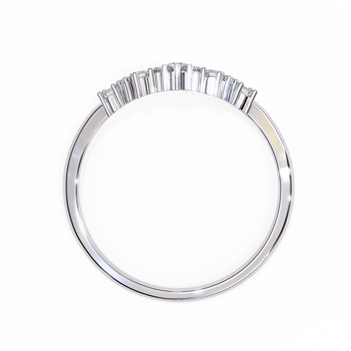 Round Cut Lab Grown Diamond  V Shape Prong Set Unique Delicate Statement Dainty Daily Wear Band - HIGHCARAT DIAMONDS