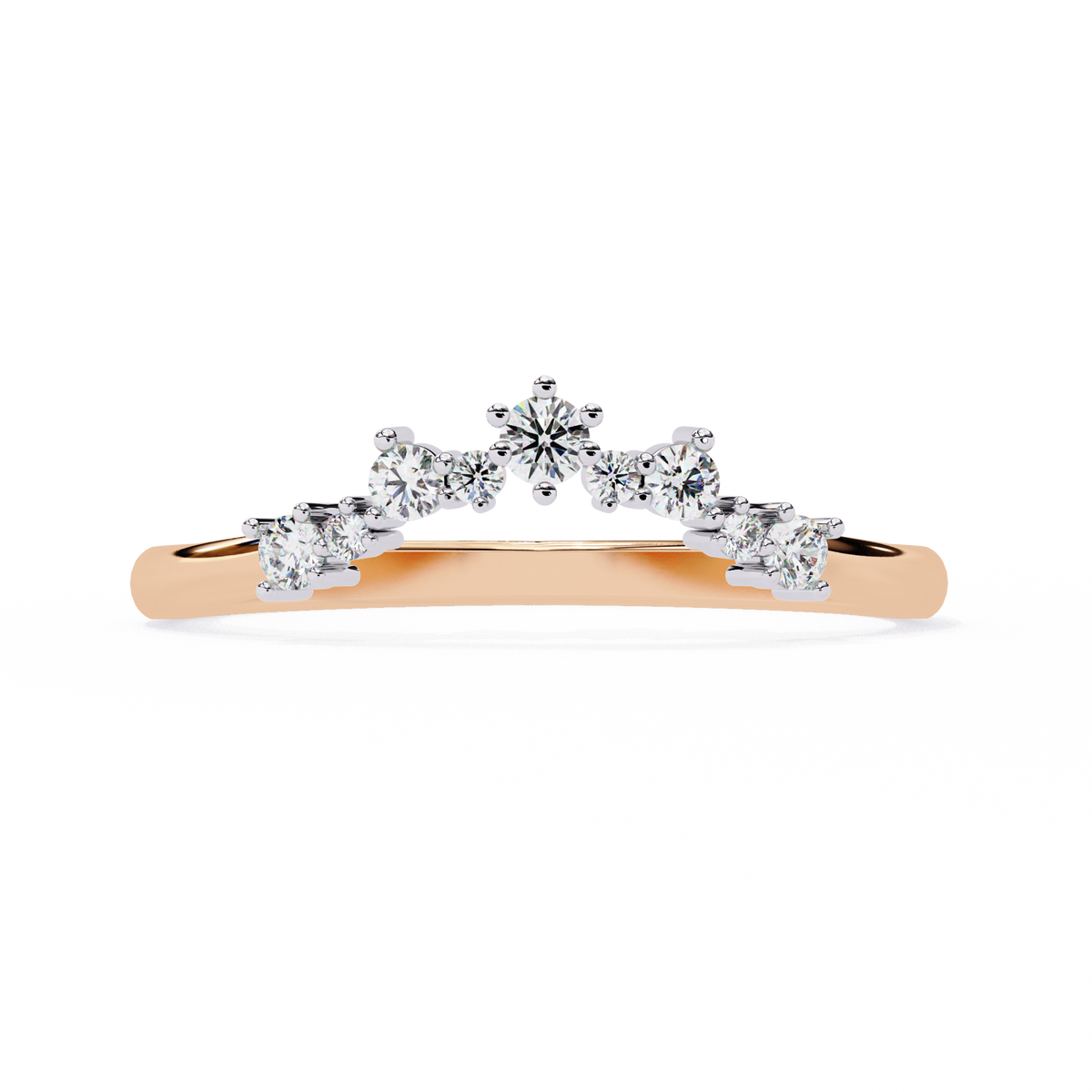 Round Cut Lab Grown Diamond  V Shape Prong Set Unique Delicate Statement Dainty Daily Wear Band - HIGHCARAT DIAMONDS