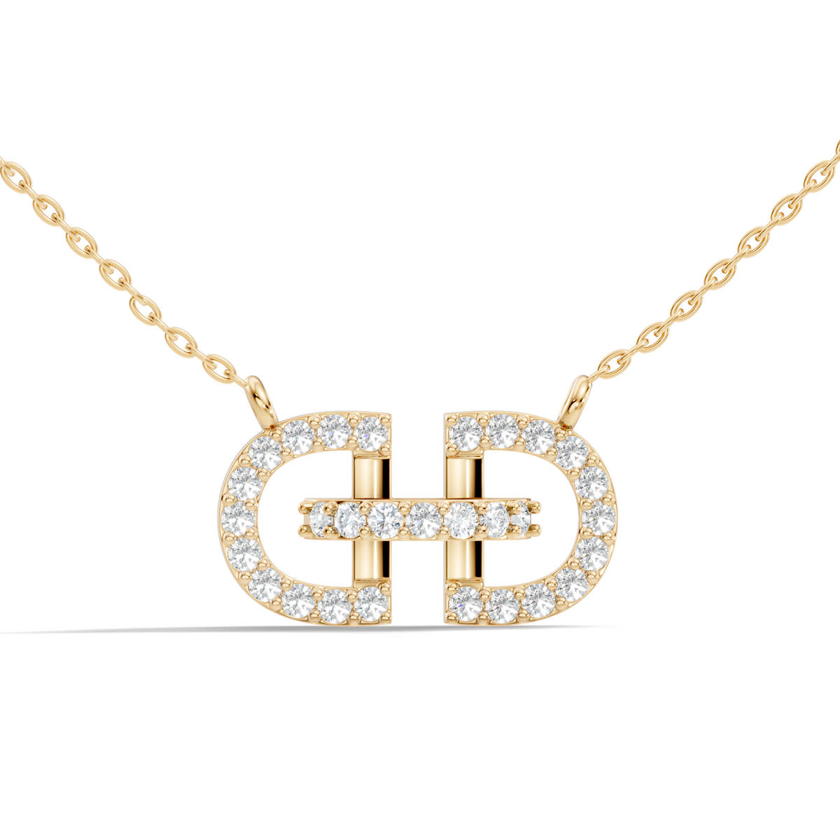 Elegant Interlocking Round Diamond Pendant in 14K Yellow Gold Stylish Jewelry - HIGHCARAT DIAMONDS